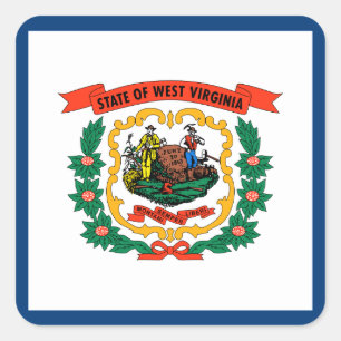 Staatsflagge West Virginia Quadratischer Aufkleber