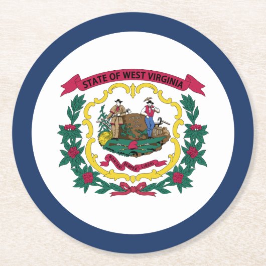 Staatsflagge West Virginia Runder Pappuntersetzer (Vorderseite)