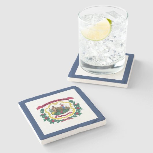 Staatsflagge West Virginia Steinuntersetzer (Seitenansicht)