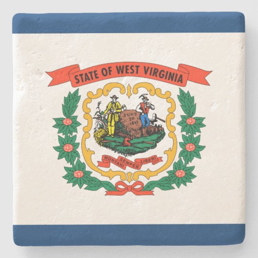 Staatsflagge West Virginia Steinuntersetzer (Vorderseite)