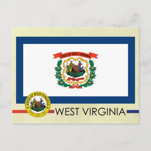 Staatsflagge West Virginia und Siegel Postkarte (Vorderseite)