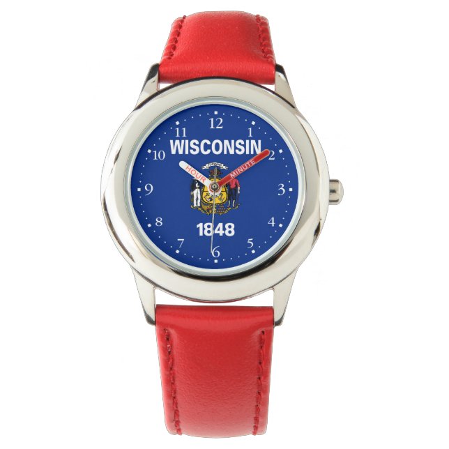 Staatsflagge Wisconsin Armbanduhr (Vorderseite)