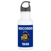 Staatsflagge Wisconsin Edelstahlflasche (Vorderseite)