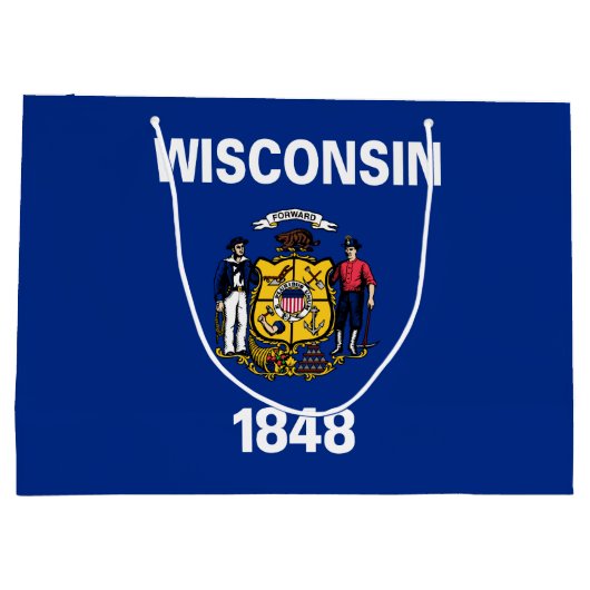 Staatsflagge Wisconsin Große Geschenktüte (Rückseite)