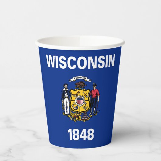 Staatsflagge Wisconsin Pappbecher (Links)