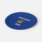 Staatsflagge Wisconsin Pappteller (Schrägansicht)