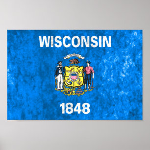 Staatsflagge Wisconsin Poster