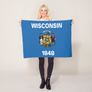 Staatsflagge Wisconsin, USA Fleecedecke