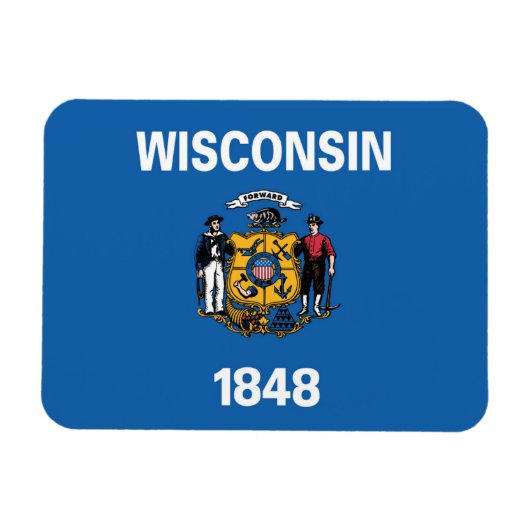 Staatsflagge Wisconsin, USA Magnet (Horizontal)