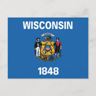 Staatsflagge Wisconsin, USA Postkarte
