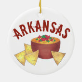 Staatsstolz Arkansas Style Cheese Queso Dip Nachos Keramik Ornament (Hinten)