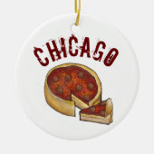 Staatsstolz CHICAGO Illinois Deep Dish Pizza Keramik Ornament (Vorne)