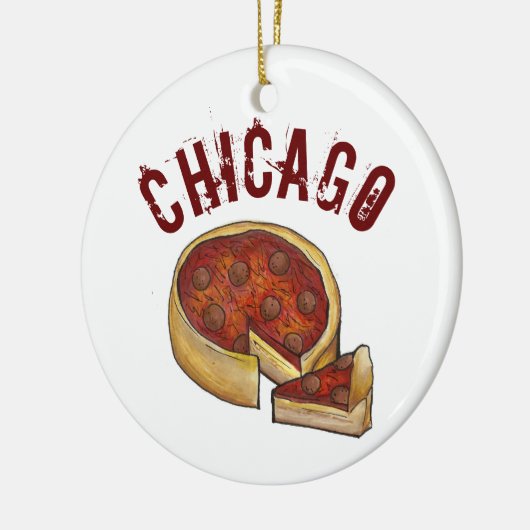 Staatsstolz CHICAGO Illinois Deep Dish Pizza Keramik Ornament (Links)