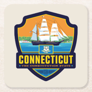 Staatsstolz   Connecticut Rechteckiger Pappuntersetzer