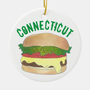 Staatsstolz CT Connecticut Dampfkäse Burger Keramik Ornament