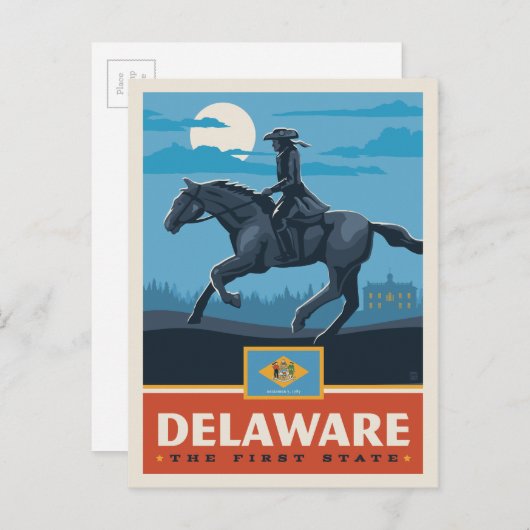 Staatsstolz | Delaware 2 Postkarte (Vorne/Hinten)