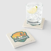 Staatsstolz | Illinois Steinuntersetzer (Seitenansicht)