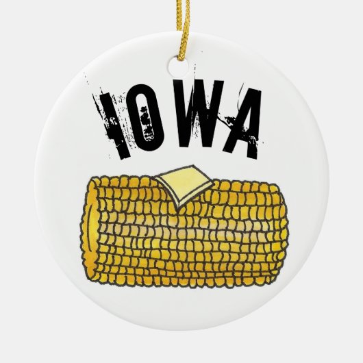 Staatsstolz IOWA Buttered Corn auf dem Cob Keramik Ornament (Vorne)