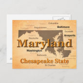 Staatsstolz-Karte-Silhouette für ältere Maryland-K Postkarte (Vorne/Hinten)