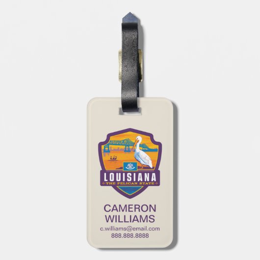 Staatsstolz | Louisiana Gepäckanhänger (Rückseite vertikal)