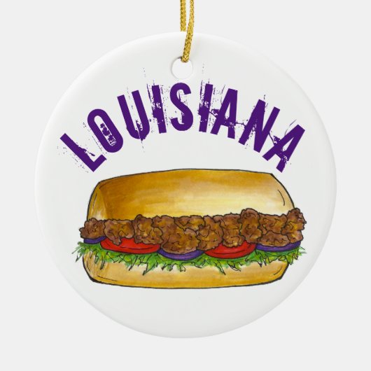 Staatsstolz Louisiana Shrimp Po'Boy Sandwich Keramik Ornament (Vorne)