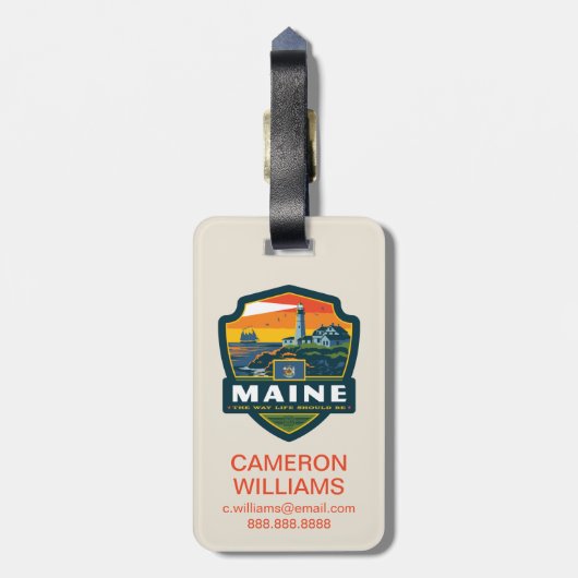 Staatsstolz | Maine Gepäckanhänger (Rückseite vertikal)