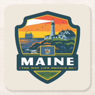 Staatsstolz Maine Rechteckiger Pappuntersetzer