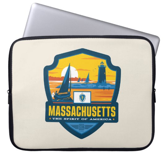 Staatsstolz | Massachusetts Laptopschutzhülle (Vorderseite)