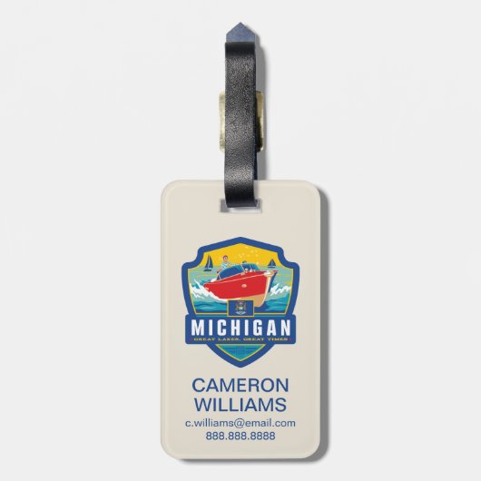 Staatsstolz | Michigan Gepäckanhänger (Rückseite vertikal)