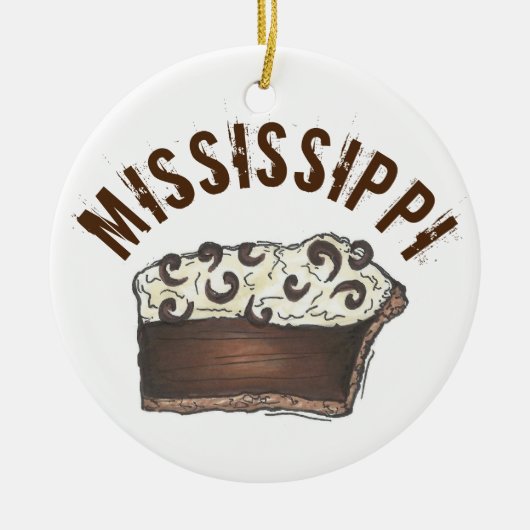 Staatsstolz MS Mississippi Mud Pie Slice Keramik Ornament (Vorne)
