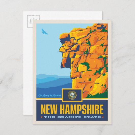 Staatsstolz | New Hampshire Postkarte (Vorne/Hinten)