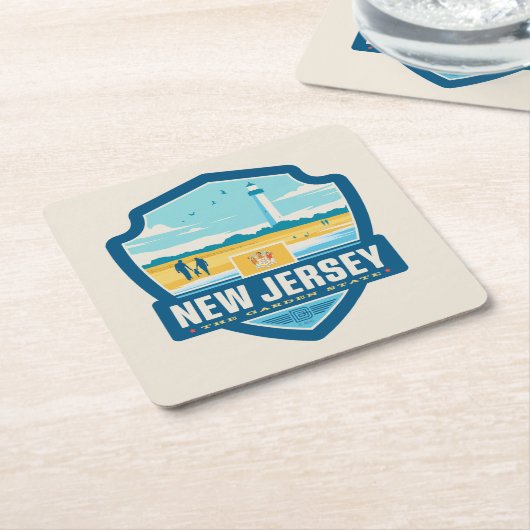 Staatsstolz | New-Jersey Rechteckiger Pappuntersetzer (angewinkelt)