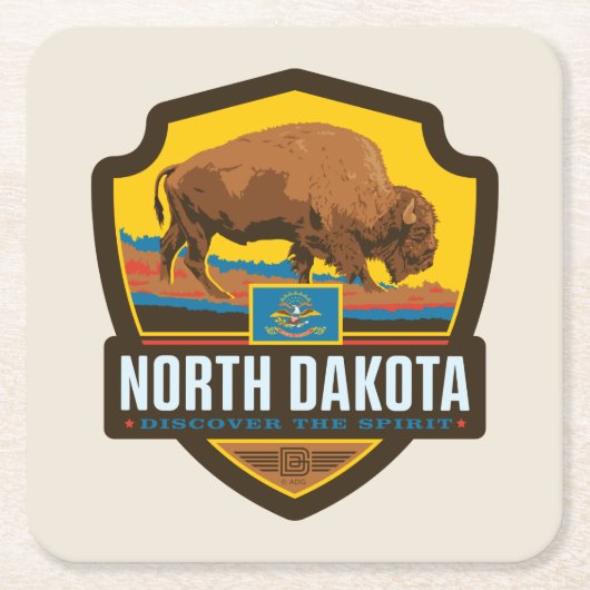 Staatsstolz | North Dakota Rechteckiger Pappuntersetzer (Vorderseite)