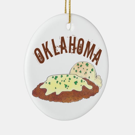 Staatsstolz Oklahoma OK Hühnerfried Steak Keramik Ornament (Rechts)