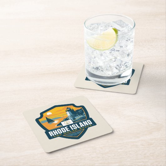 Staatsstolz| Rhode Island Rechteckiger Pappuntersetzer (Vor Ort)