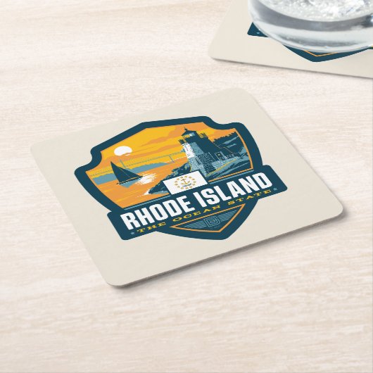 Staatsstolz| Rhode Island Rechteckiger Pappuntersetzer (angewinkelt)