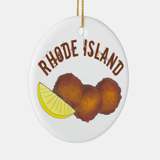Staatsstolz RI Rhode Island Fried Clam Cakes Keramik Ornament (Rechts)