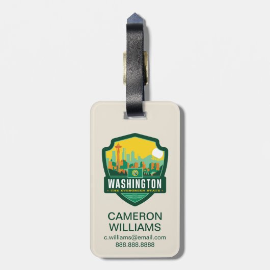 Staatsstolz | Washington Gepäckanhänger (Rückseite vertikal)