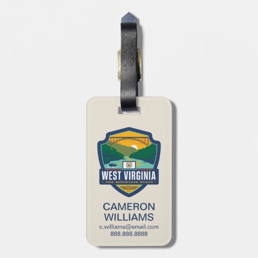 Staatsstolz | West Virginia Gepäckanhänger (Rückseite vertikal)