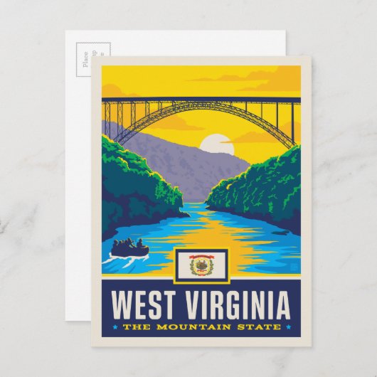 Staatsstolz | West Virginia Postkarte (Vorne/Hinten)