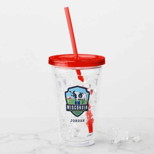 Staatsstolz | Wisconsin 2 Acryltrinkbecher (Vorderseite Ice)