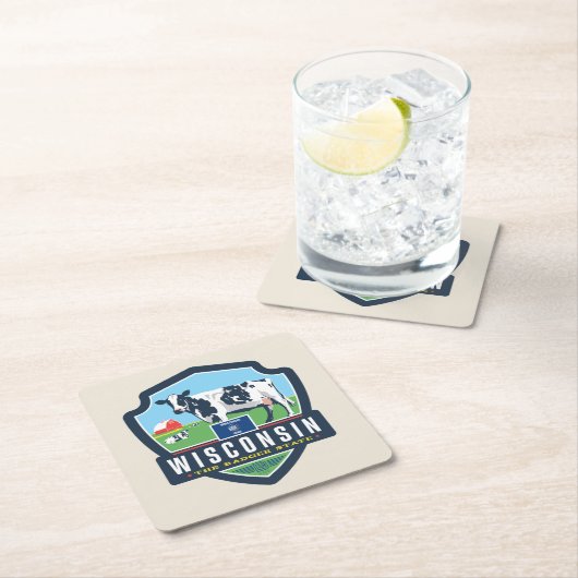 Staatsstolz | Wisconsin 2 Rechteckiger Pappuntersetzer (Vor Ort)