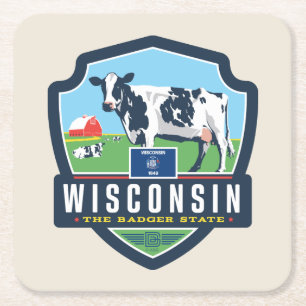 Staatsstolz   Wisconsin 2 Rechteckiger Pappuntersetzer