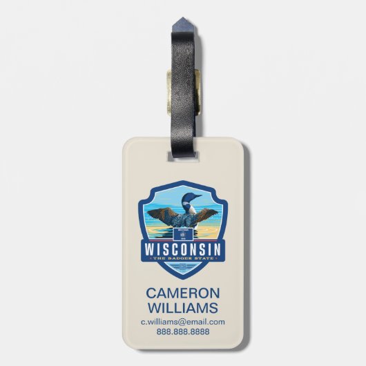 Staatsstolz | Wisconsin Gepäckanhänger (Rückseite vertikal)