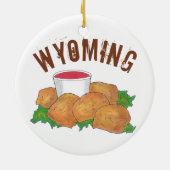 Staatsstolz Wyoming WY Rocky Mountain Oysters Keramik Ornament (Hinten)