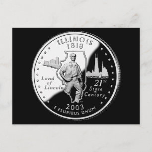 Staatsvierteldollar von Illinois Rückseite Faux Postkarte