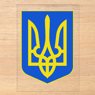 Staatswappen der Ukraine Goldener Dreizack Fine Ar Acryleinladungen