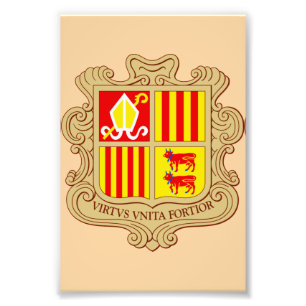 Staatswappen von Andorra Historische Ko-Prinzipali Fotodruck