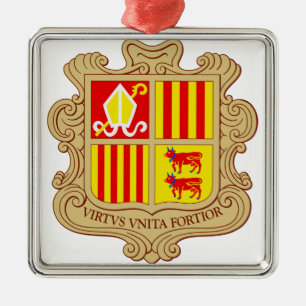Staatswappen von Andorra Historische Ko-Prinzipali Ornament Aus Metall