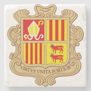 Staatswappen von Andorra Historische Ko-Prinzipali Steinuntersetzer